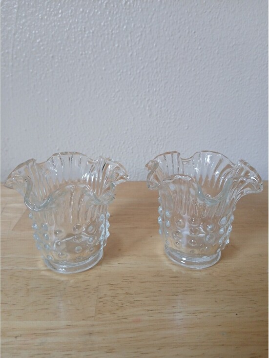 Crystal Clear Other - Home Decor Clear Crystal Glass Flower Design Candle Holders-Set of 2